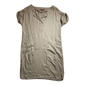 COMPTOIR DES‎ COTONNIERS Dress Size 36 Short Sleeve V-Neck Tan Beige Small
